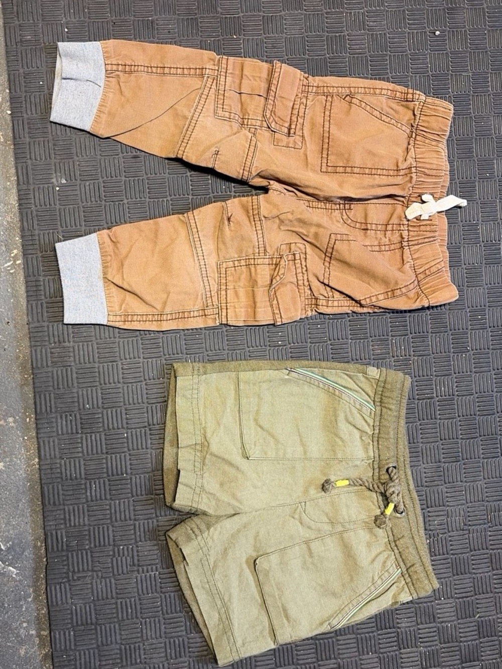 Cat & Jack Brown Cargo Joggers and Olive Green Shorts Set